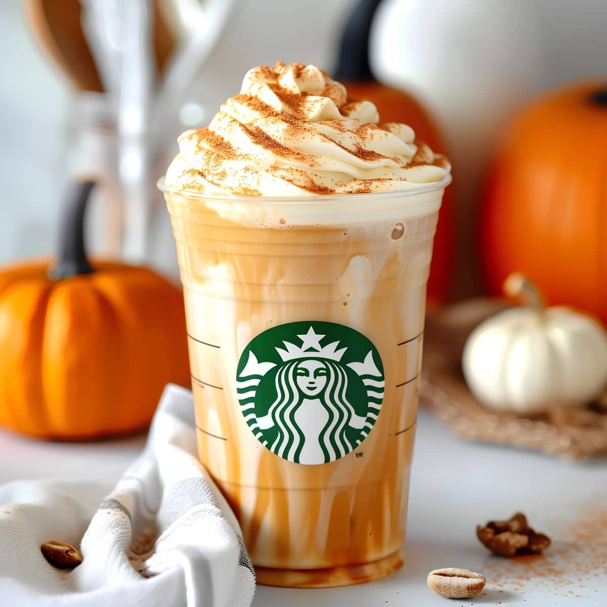 Homemade aromatic and flavorful pumpkin spice latte in a glass